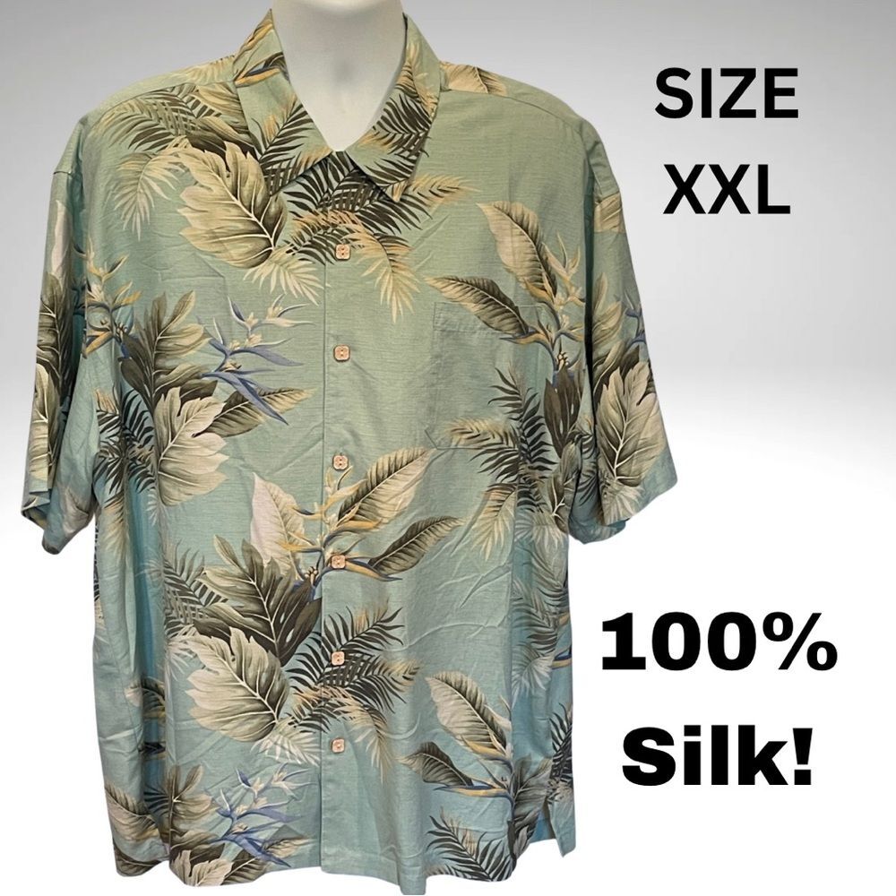 Vintage Jamaica Jaxx Silk Hawaiian Shirt Men’s XXL Green Tropical Leaf Print Cam